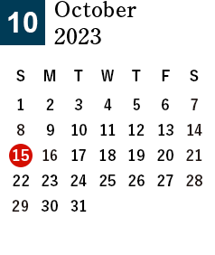 October 2023 Business day calendar
