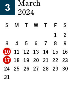 秋田酒蔵見学2024年3月営業日カレンダー
