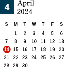 April 2024 Business day calendar