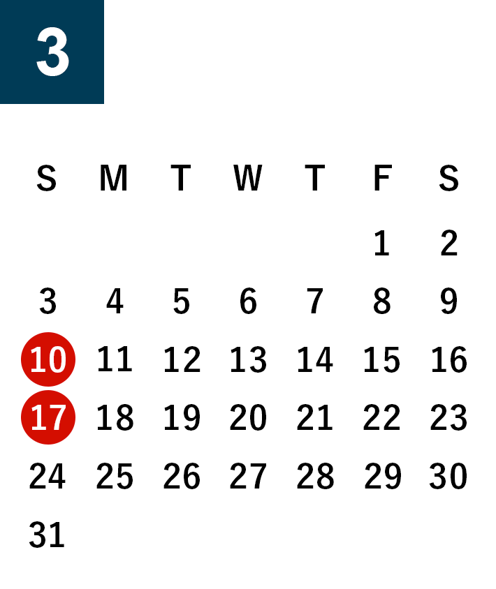 March 2024 Business day calendar