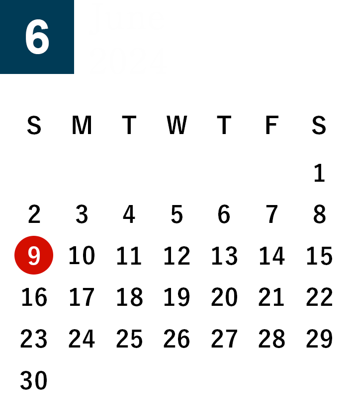 秋田酒蔵見学2024年6月営業日カレンダー
